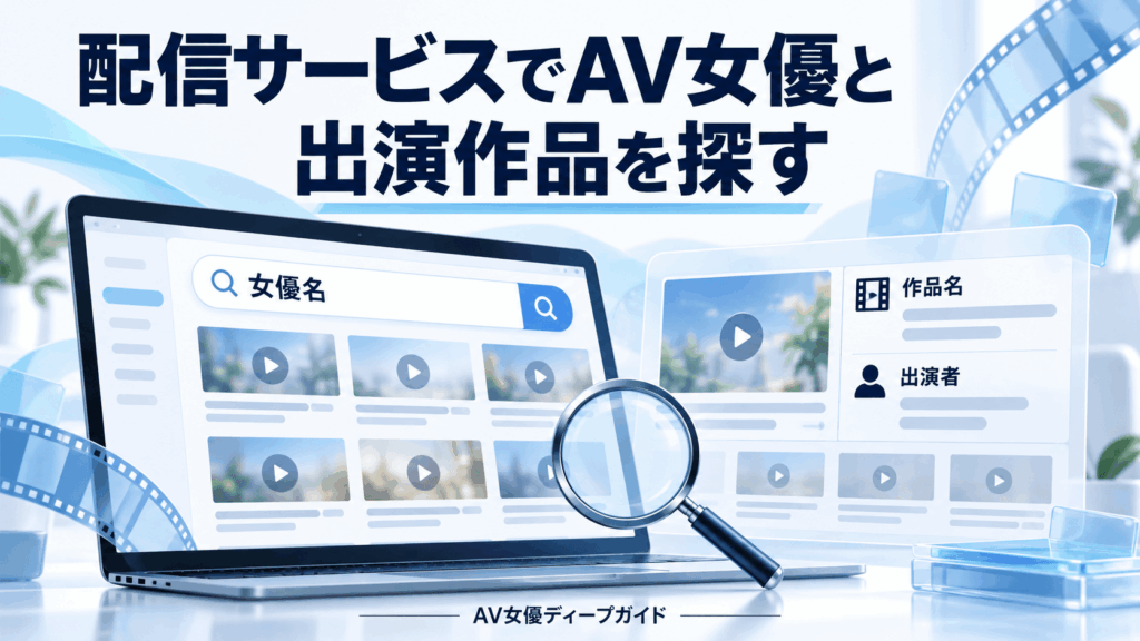 女優名で検索し、作品名と出演者を照合する配信サービスの検索画面