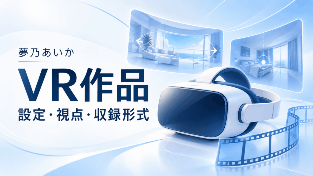 夢乃あいかのVR作品の設定・視点・収録形式を紹介するイラスト