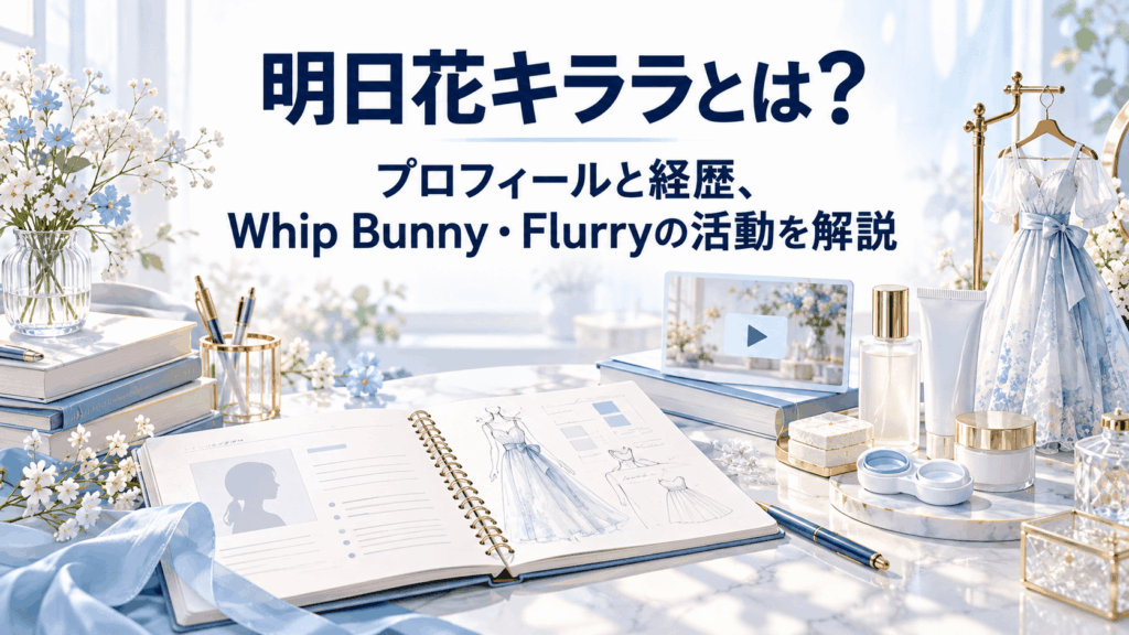 明日花キララのプロフィールと経歴、Whip Bunny・Flurryでの活動を紹介するイメージ