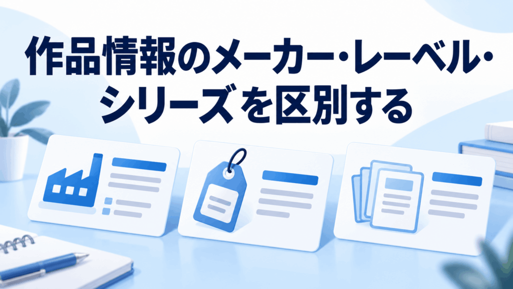 作品情報のメーカー・レーベル・シリーズを区別する