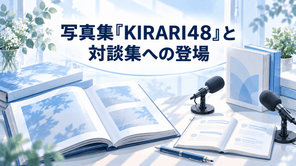 一条綺美香の写真集『KIRARI48』と対談集への登場を紹介するイラスト