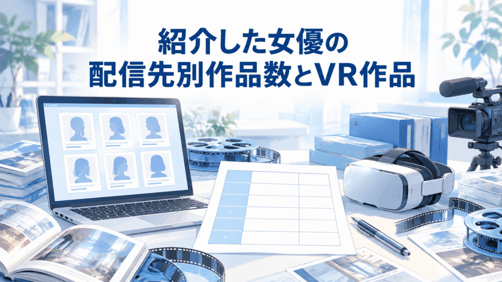 紹介した女優の配信先別作品数とVR作品