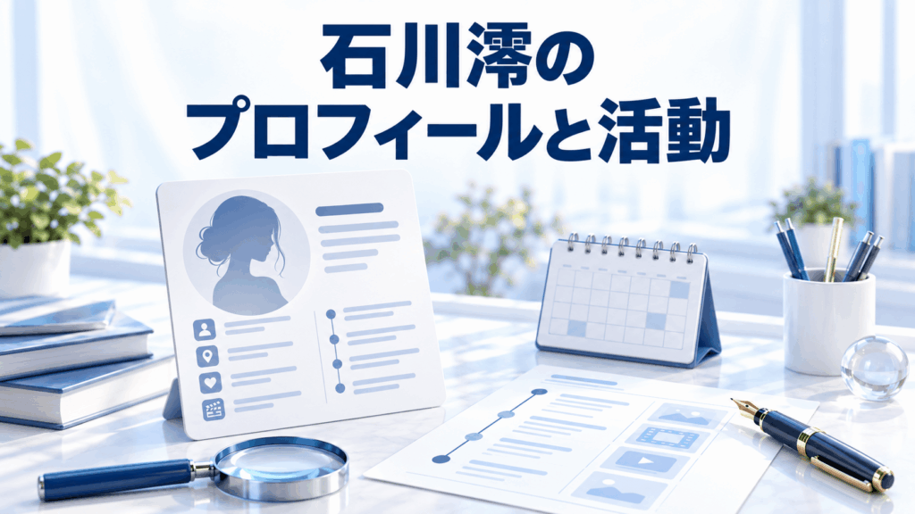 石川澪のプロフィールと活動を紹介するカードとカレンダーのイラスト
