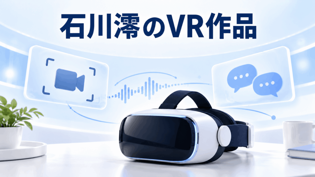 石川澪のVR作品を紹介するVRヘッドセットのイラスト