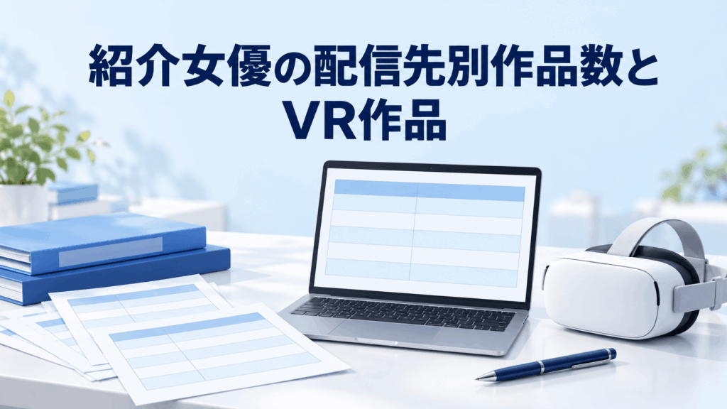 紹介女優の配信先別作品数とVR作品