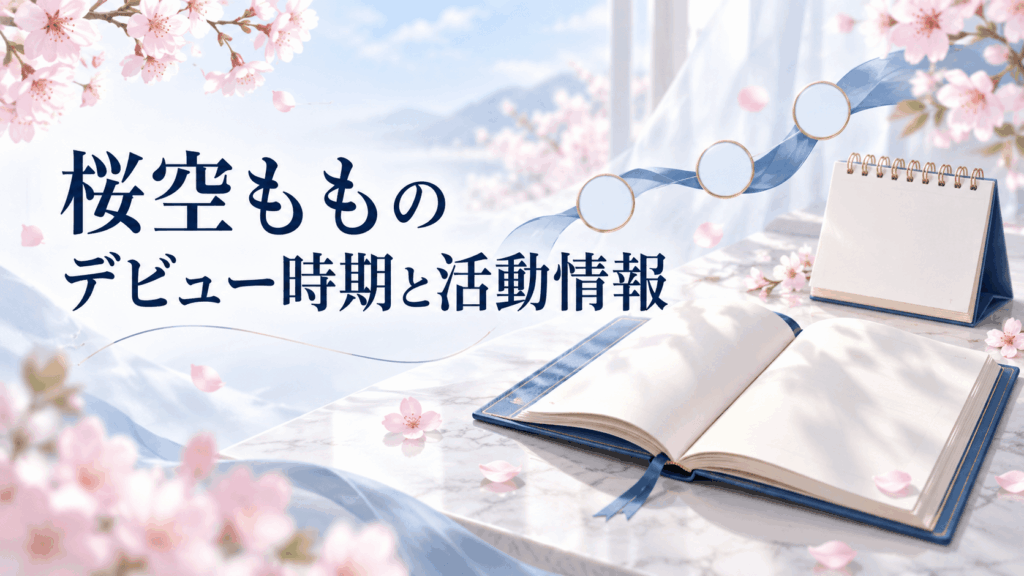 桜空もものデビュー時期と活動情報を表すノートとカレンダーのイラスト