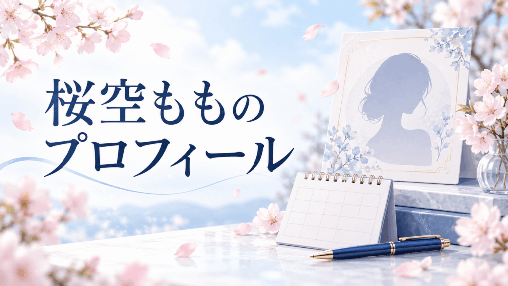 桜空もものプロフィールを紹介するカードとカレンダーのイラスト
