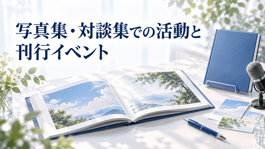 白木優子の写真集・対談集での活動と刊行イベントを紹介するイメージ
