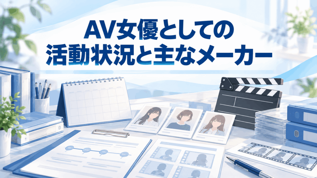AV女優としての活動状況と主なメーカーの情報を整理するカレンダー・プロフィール資料・カチンコのイラスト